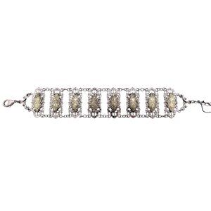 Circa 1900 Silvertone and Goldtone Rectangle Filigree Link Bracelet NEW